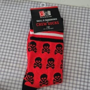 Deli Red Skull & Crossbones Crew Socks